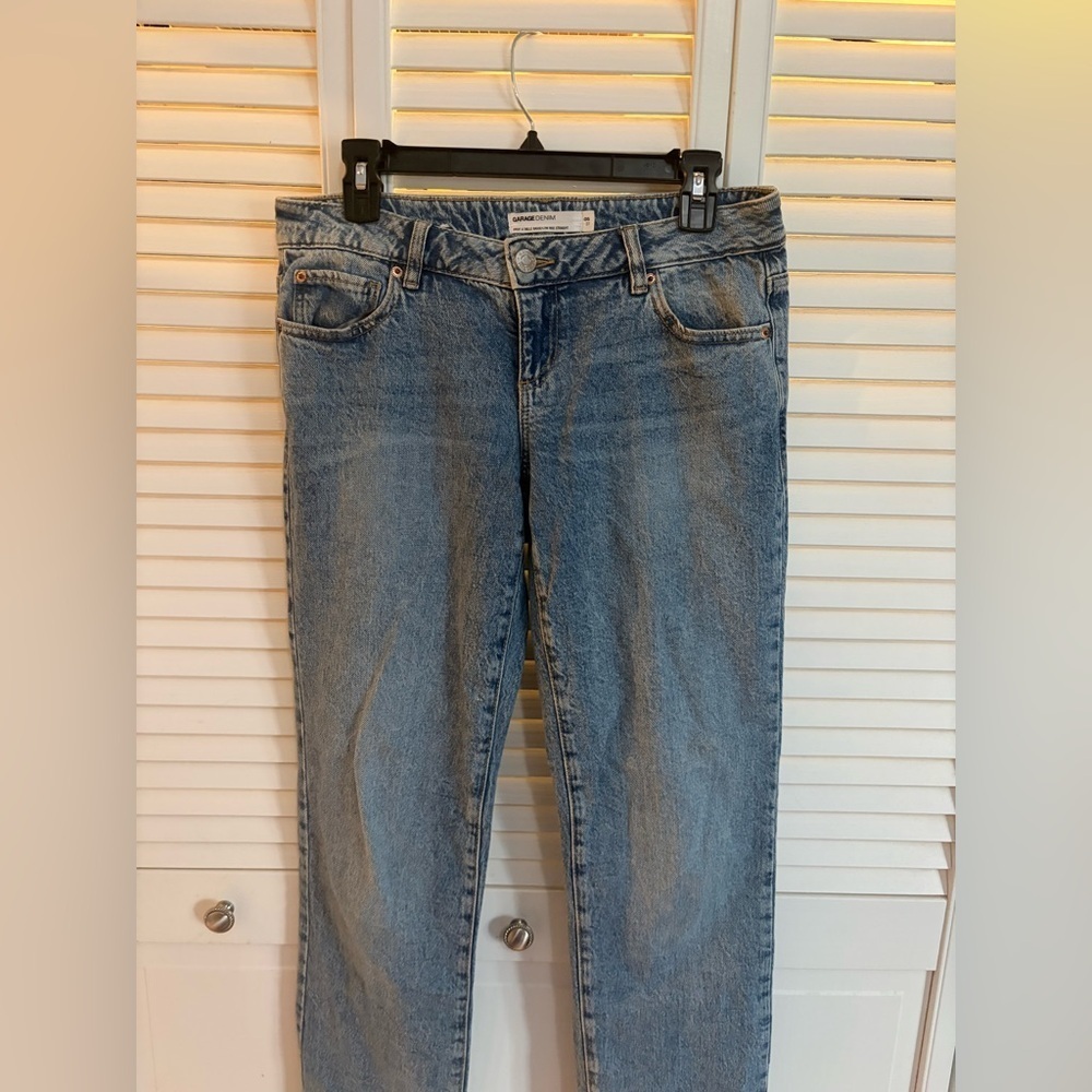 Garage Light Blue Low Rise Straight Leg Jeans